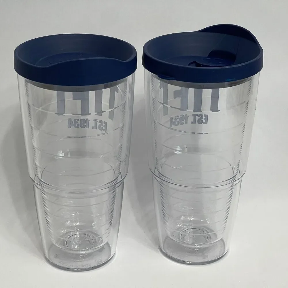 TIFT Tervis Tumblers Hot Cold Drinks with Lid Clear Blue 8 1/8